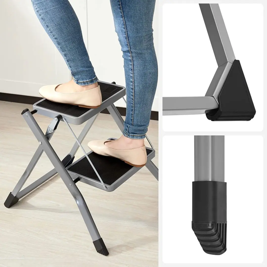 Songmics Trapladder 2 treden - Grijs/zwart