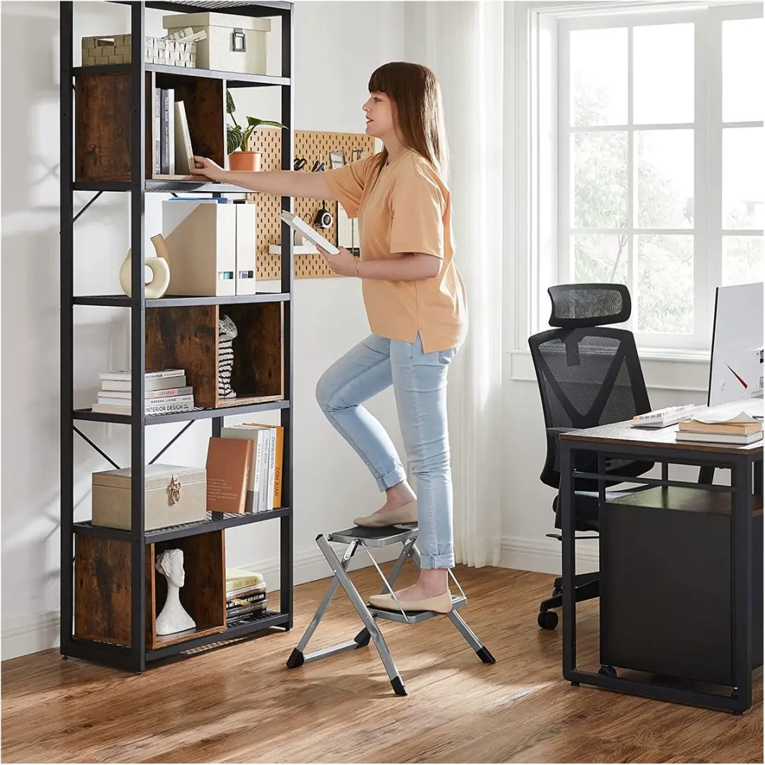 Songmics Trapladder 2 treden - Grijs/zwart