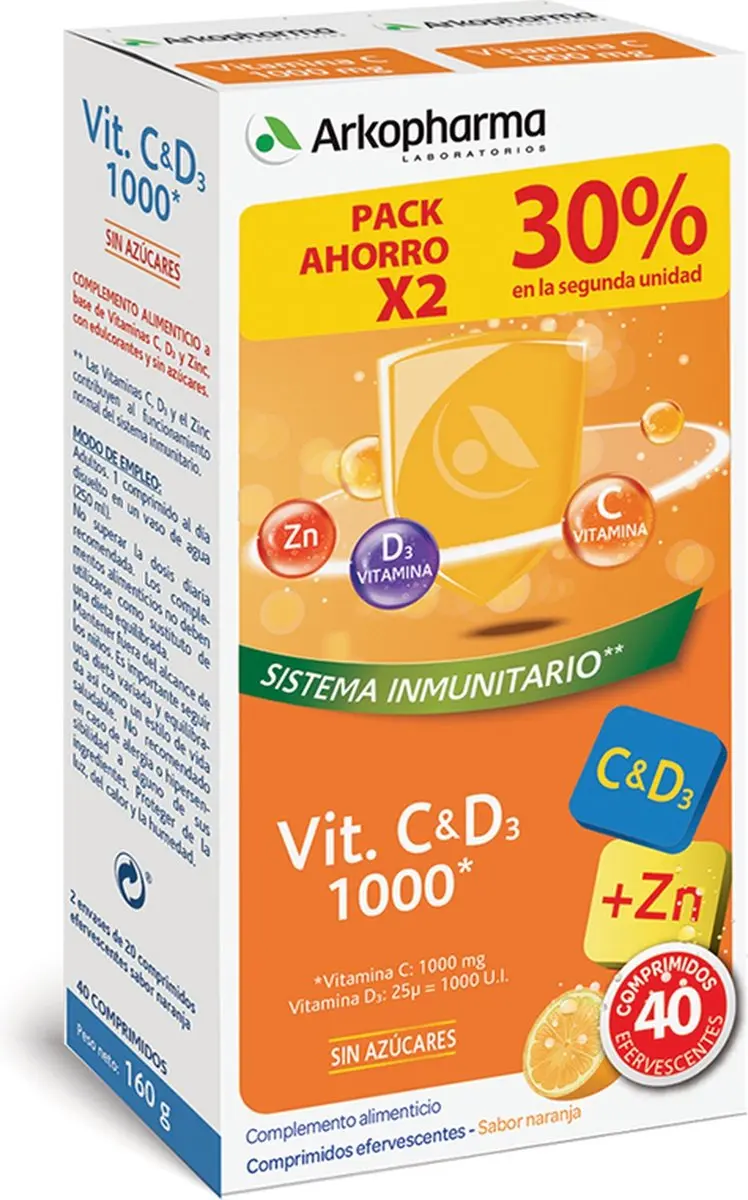 Arkopharma Duplo Vitamine C & D3 1000mg + Zink 40 Bruistabletten