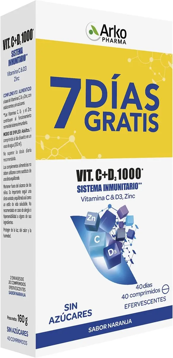 Arkopharma Duplo Vitamine C & D3 1000mg + Zink 40 Bruistabletten