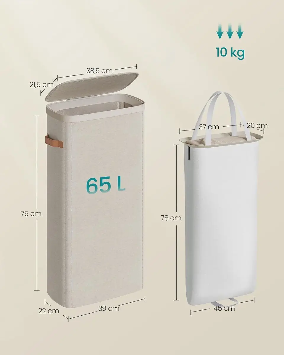Songmics Wasmand 65L - Cappuccino Beige