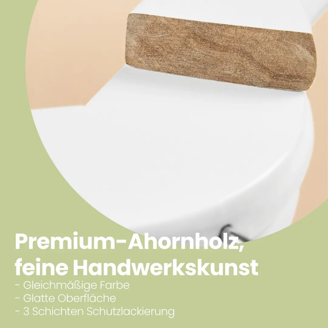 Songmics Houten Kledinghangers Set 10 - Massief hout - 360° draaibare haak - Wit-Zilver - afbeelding 6 van 6