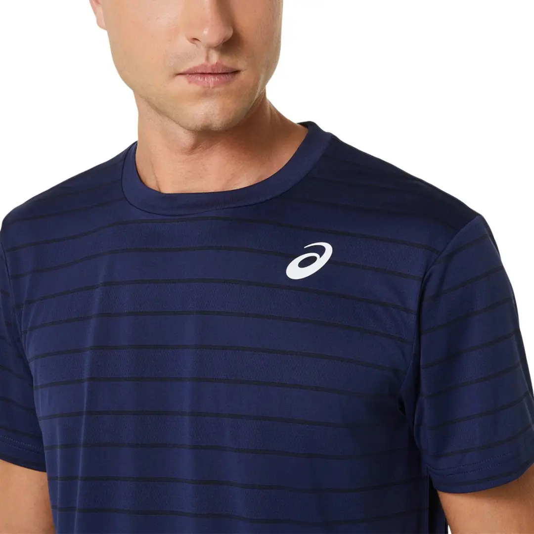 ASICS Court Stripe SS Sportshirt - Donkerblauw M