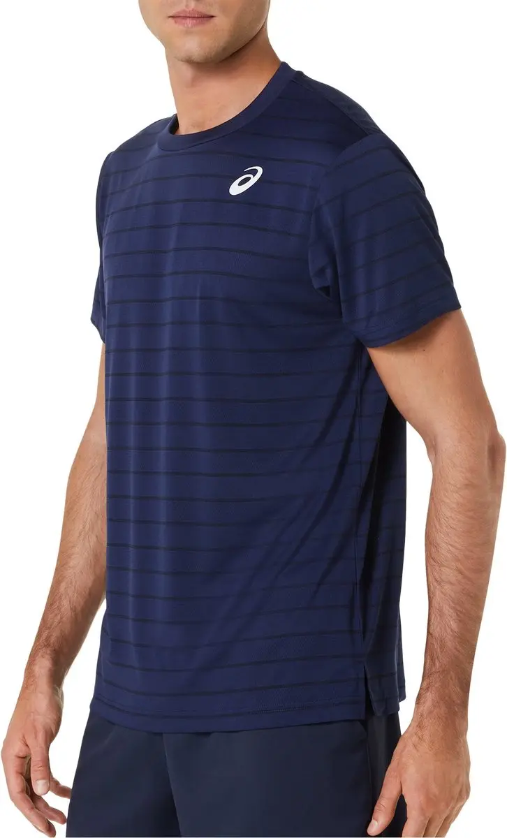 ASICS Court Stripe SS Sportshirt - Donkerblauw M
