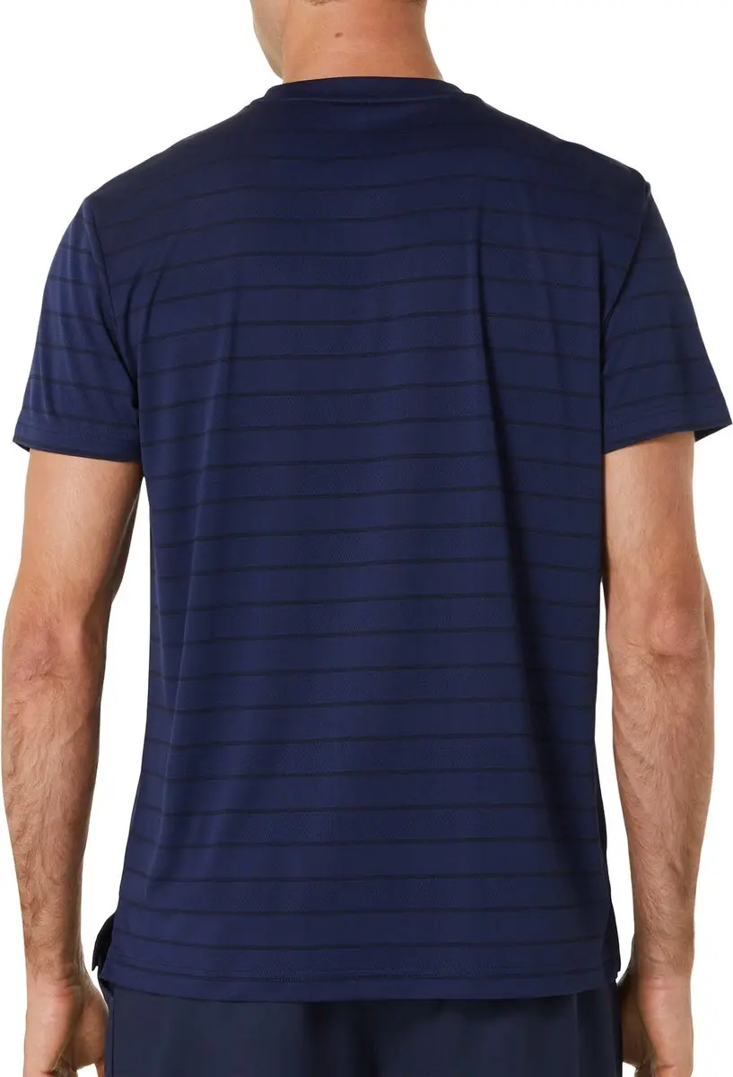 ASICS Court Stripe SS Sportshirt - Donkerblauw M