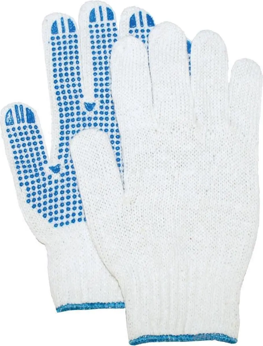 Oxxa Katoenen Handschoenen met PVC Nop - 12 Stuks Wit