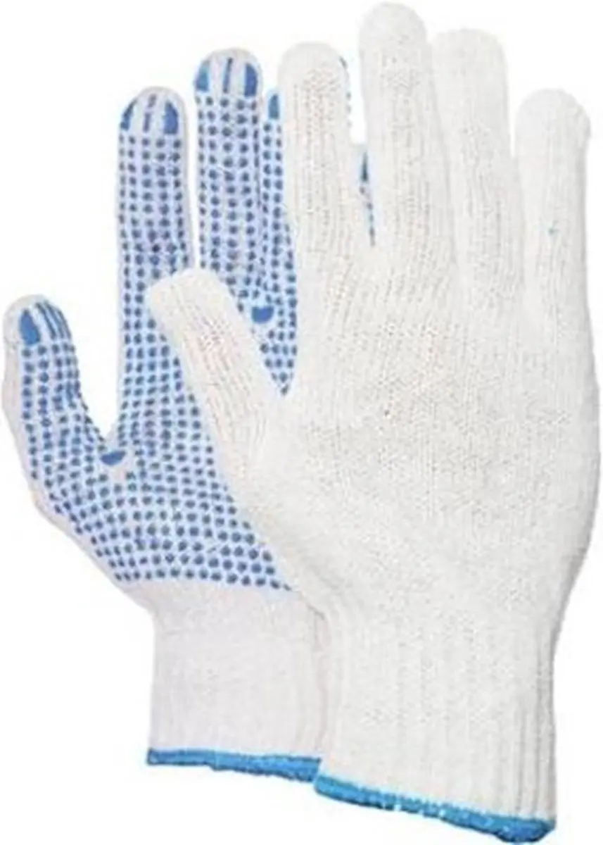 Oxxa Katoenen Handschoenen met PVC Nop - 12 Stuks Wit