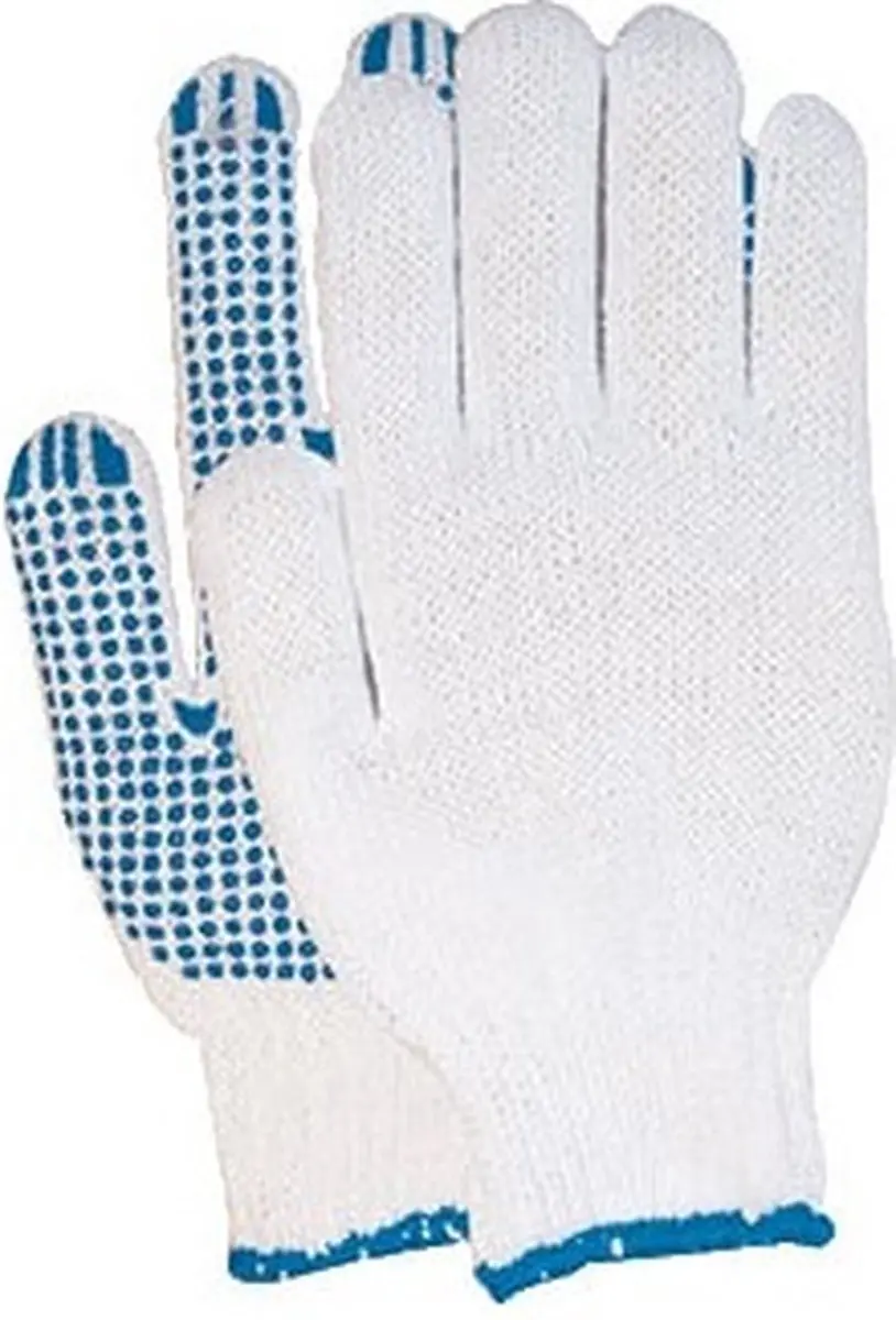 Oxxa Katoenen Handschoenen met PVC Nop - 12 Stuks Wit