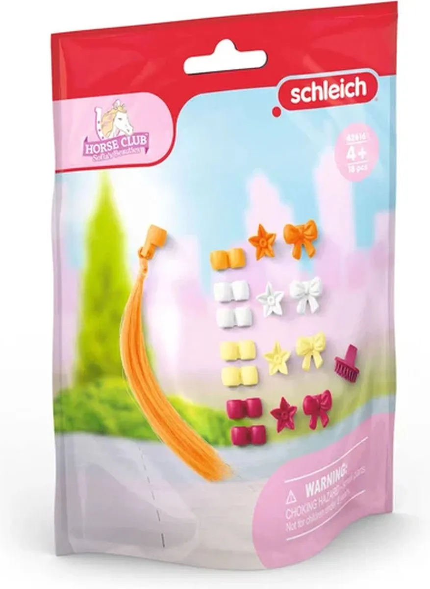 Schleich Horse Club Sofia Haarclipjes - 4 Stuks - Oranje/Wit/Geel/Rood