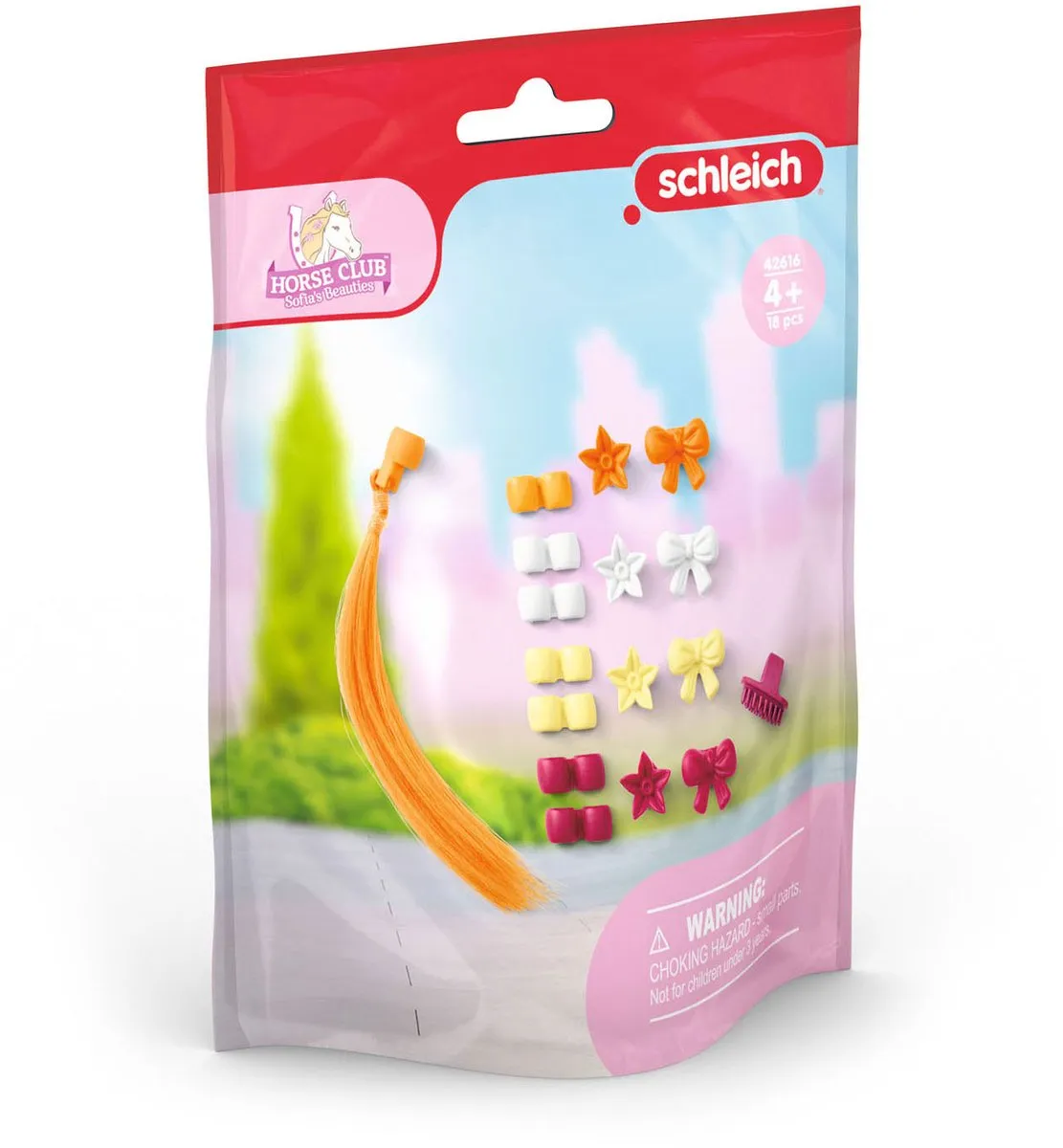 Schleich Horse Club Sofia Haarclipjes - 4 Stuks - Oranje/Wit/Geel/Rood