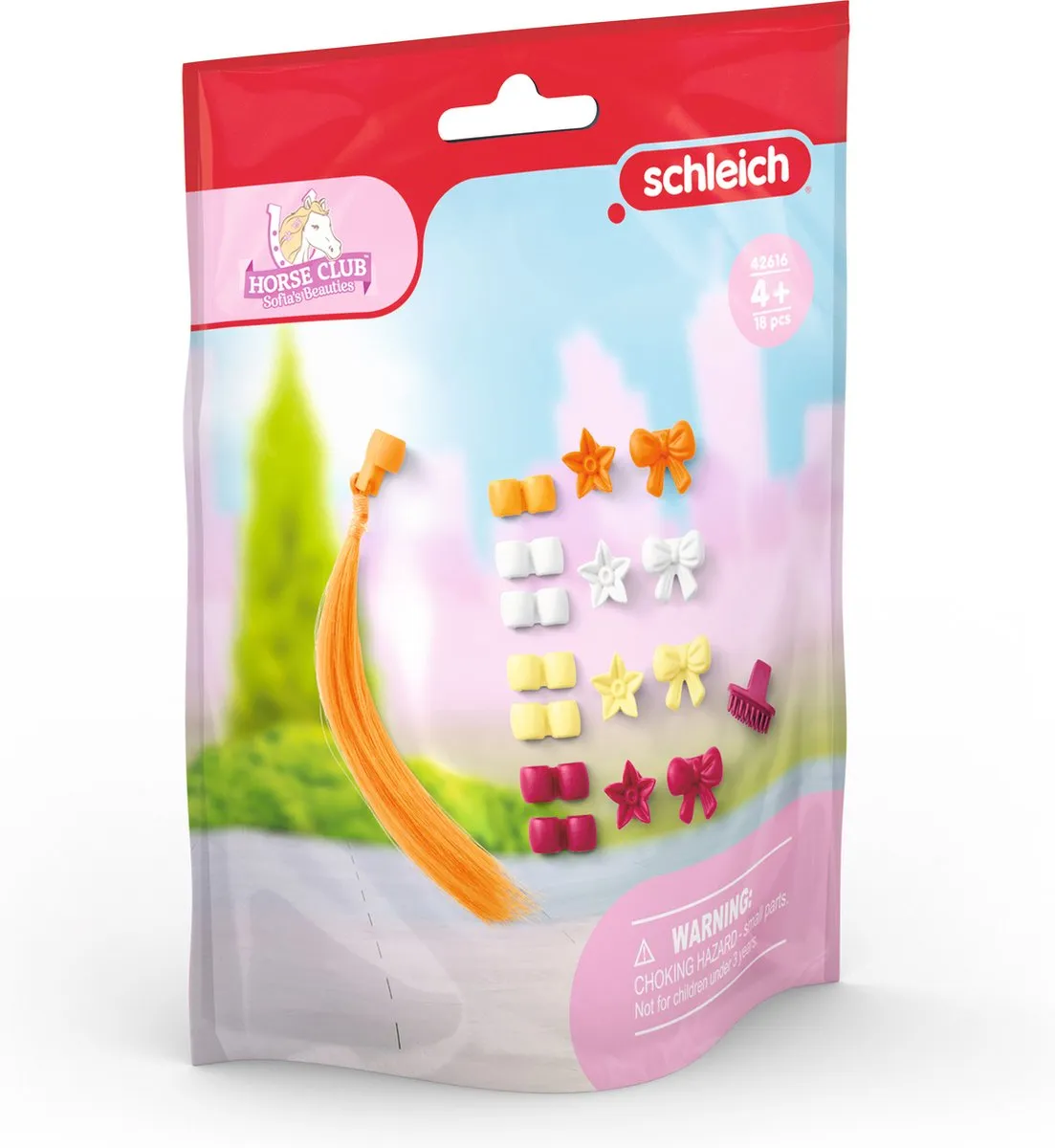 Schleich Horse Club Sofia Haarclipjes - 4 Stuks - Oranje/Wit/Geel/Rood