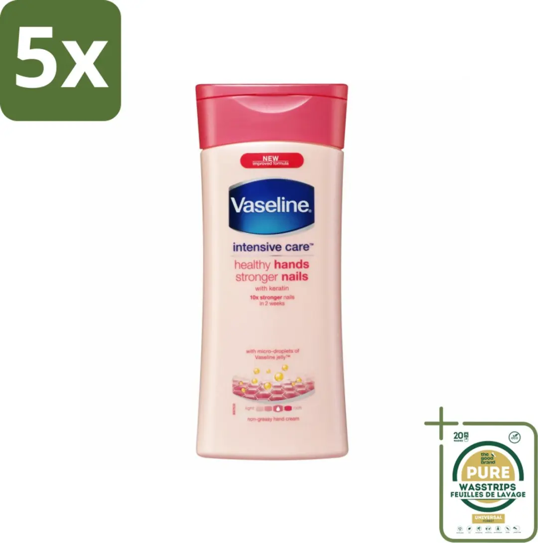 Vaseline Handcreme Healthy Hands & Stronger Nails 200ml - 5 Stuks