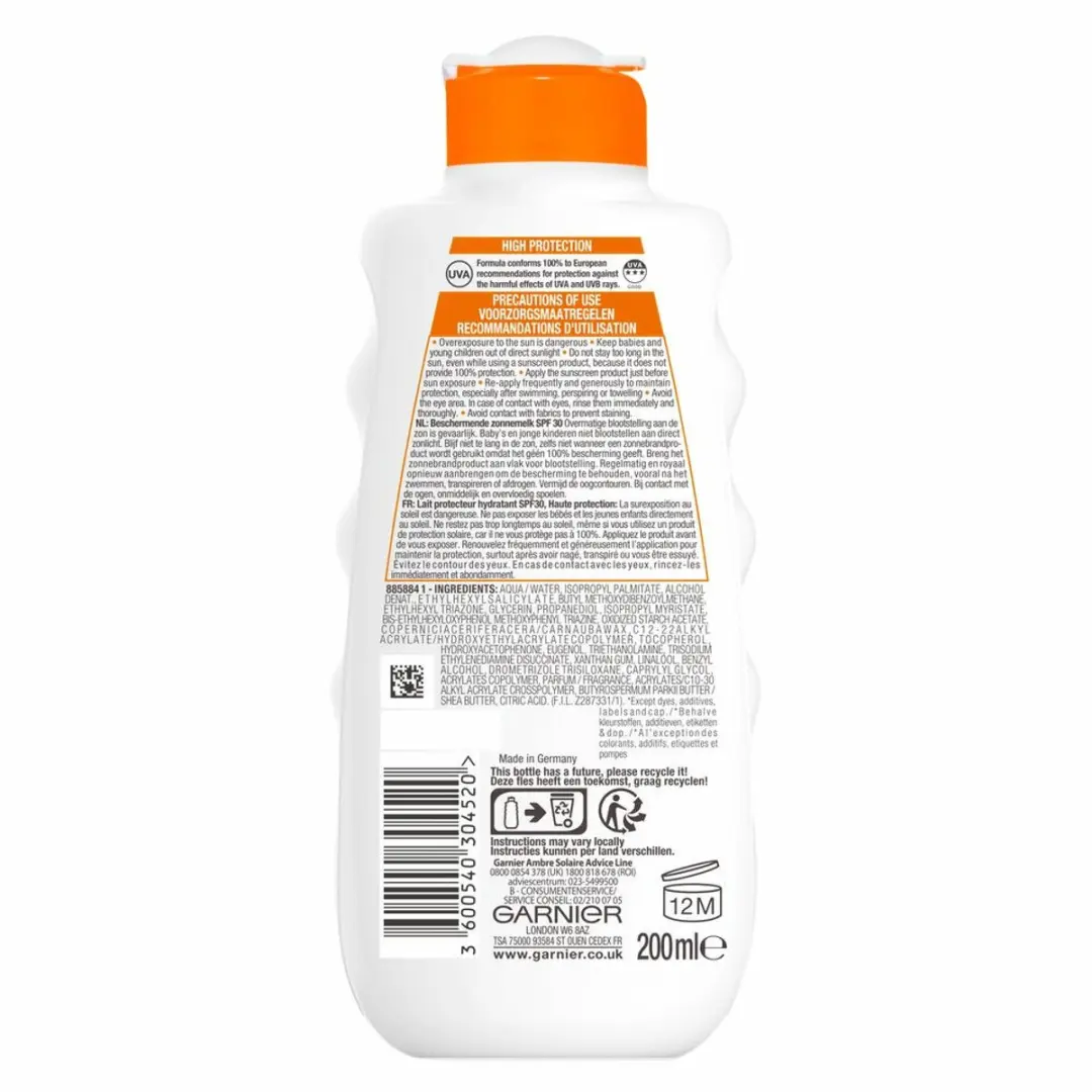 Garnier Ambre Solaire Hydraterende Zonnebrand Melk SPF 30 - 200ml - 4 Stuks