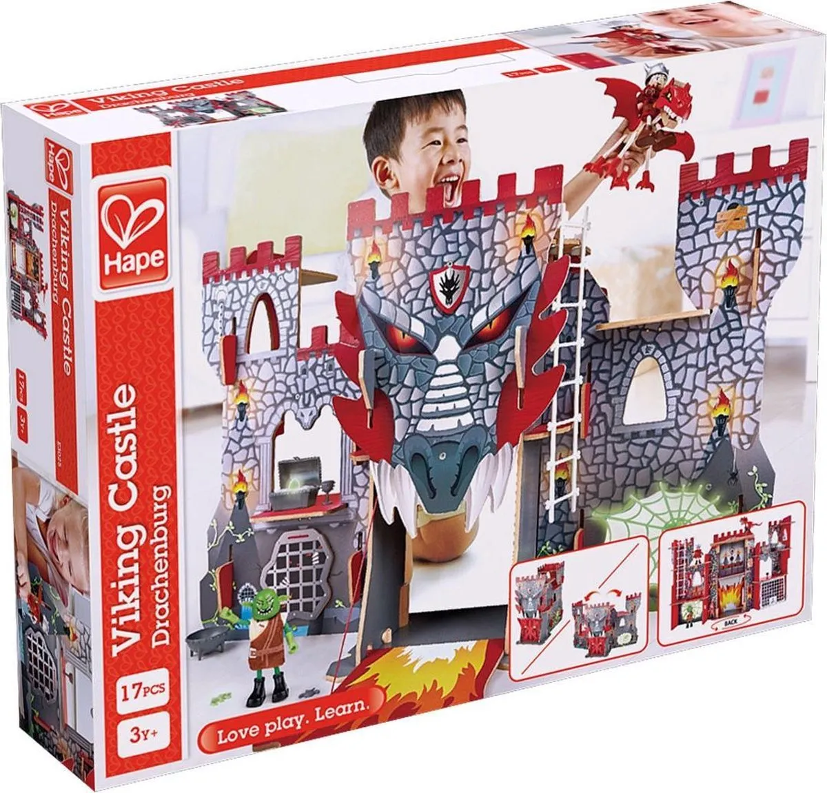 Hape Viking Castle Houten Speelset E3025 - Rood