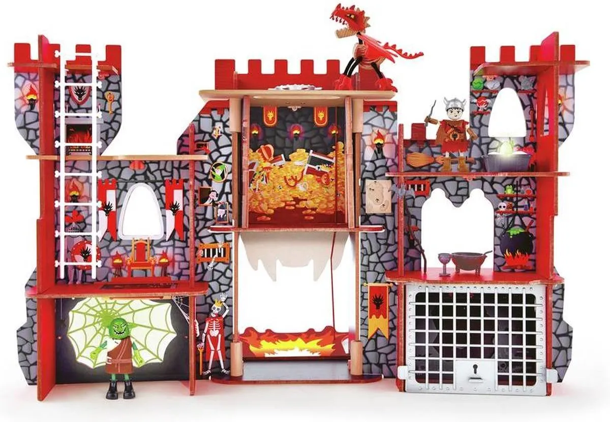 Hape Viking Castle Houten Speelset E3025 - Rood