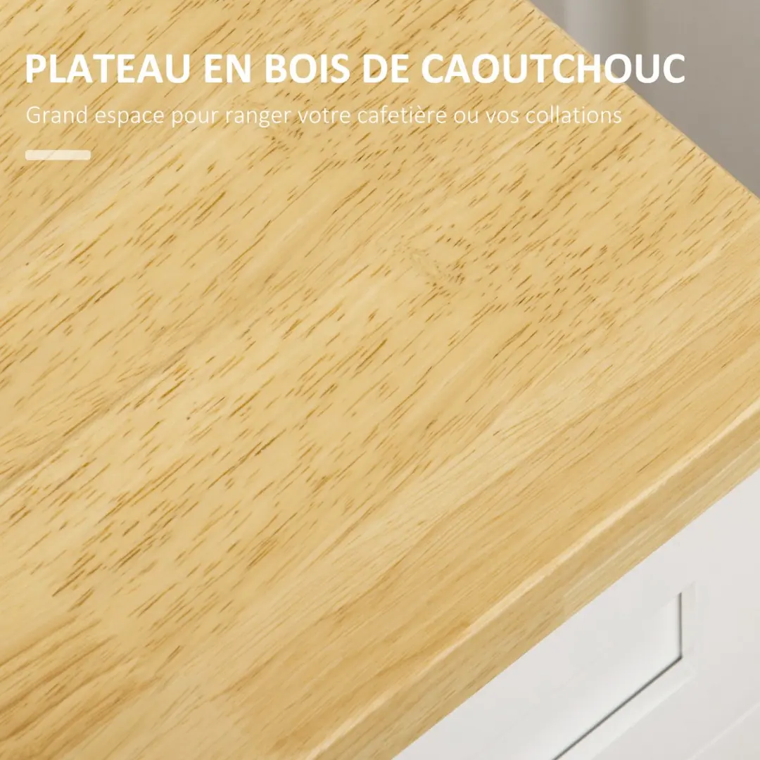 Homcom Keukenwagen 801-249 - Hout - 68x40x83,5cm - Wit