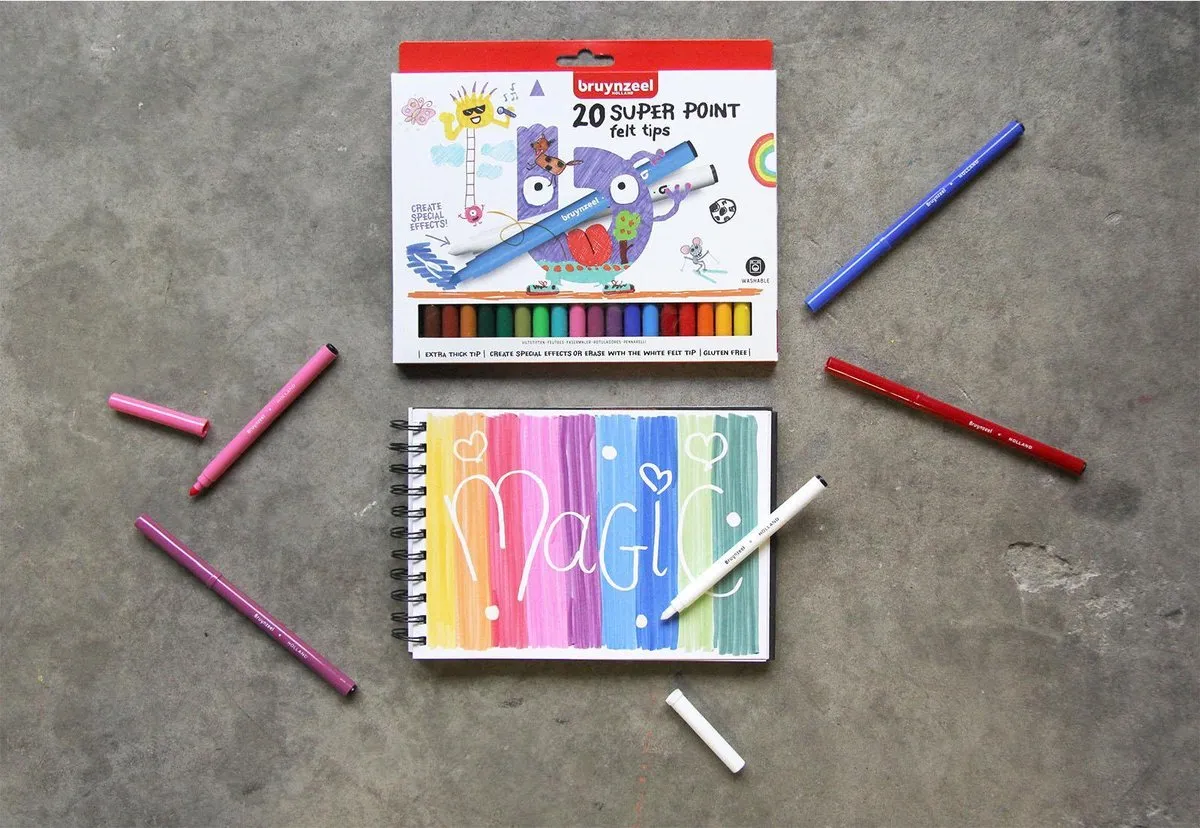 Bruynzeel Kids 20 Super Point Viltstiften - Assorti - 20 Stuks