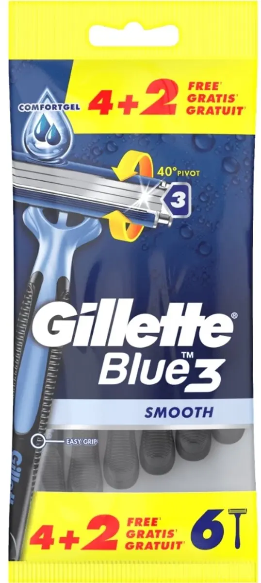 Gillette Blue 3 Smooth Wegwerpscheermesjes - 6 Stuks