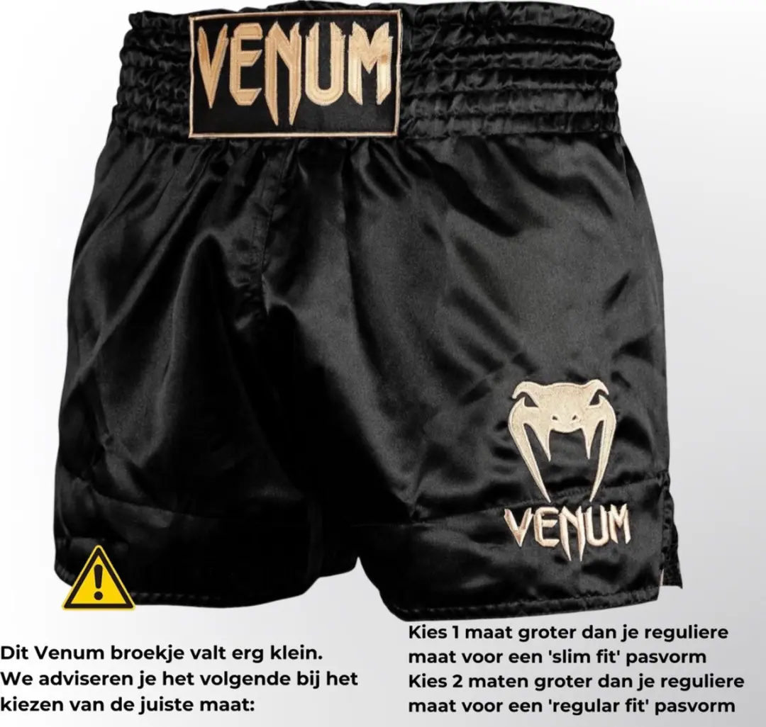 Venum Classic Muay Thai Kickboks Broekjes Zwart Goud