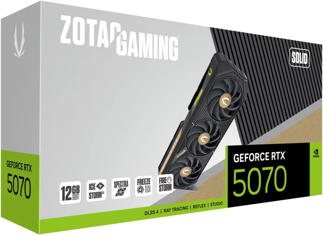 Zotac Gaming GeForce RTX 5070 SOLID Videokaart 12GB GDDR7 - ZT-B50700D-10P
