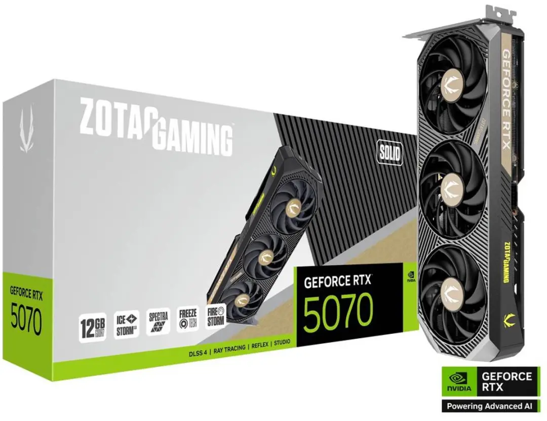 Zotac Gaming GeForce RTX 5070 SOLID Videokaart 12GB GDDR7 - ZT-B50700D-10P