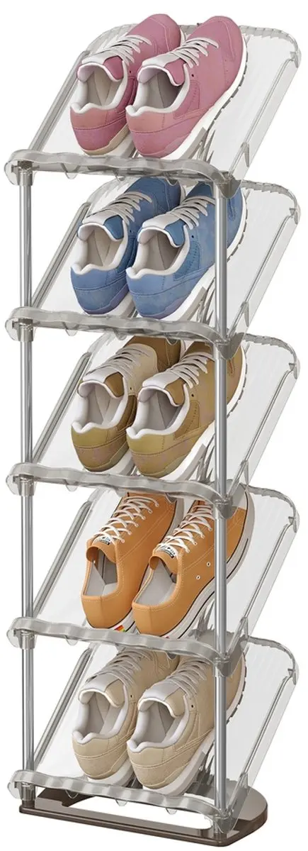 Songmics Schoenenrek 5-laags Roze/Wit - Kunststof - afbeelding 2 van 6