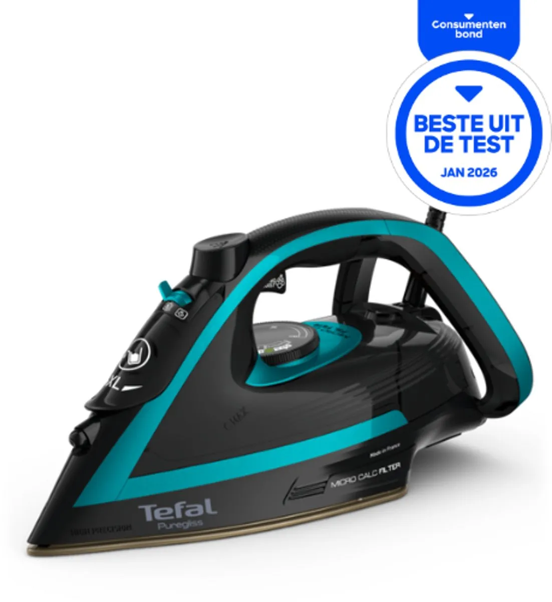 Tefal Puregliss FV8066 Stoomstrijkijzer - 3000W - Zwart/Blauw