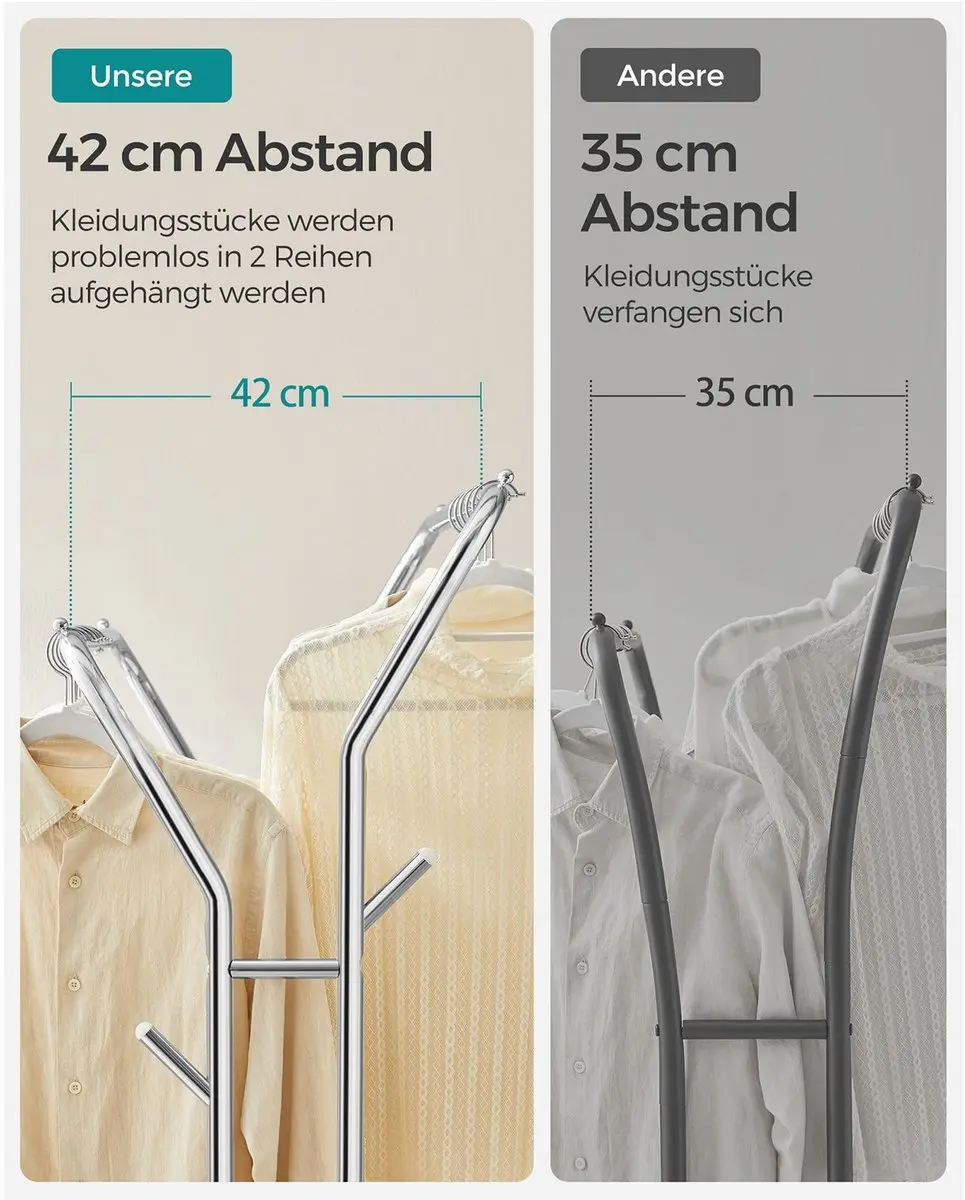Songmics Mobiel Kledingrek Zilver - Mantel & Kostuum - afbeelding 5 van 6