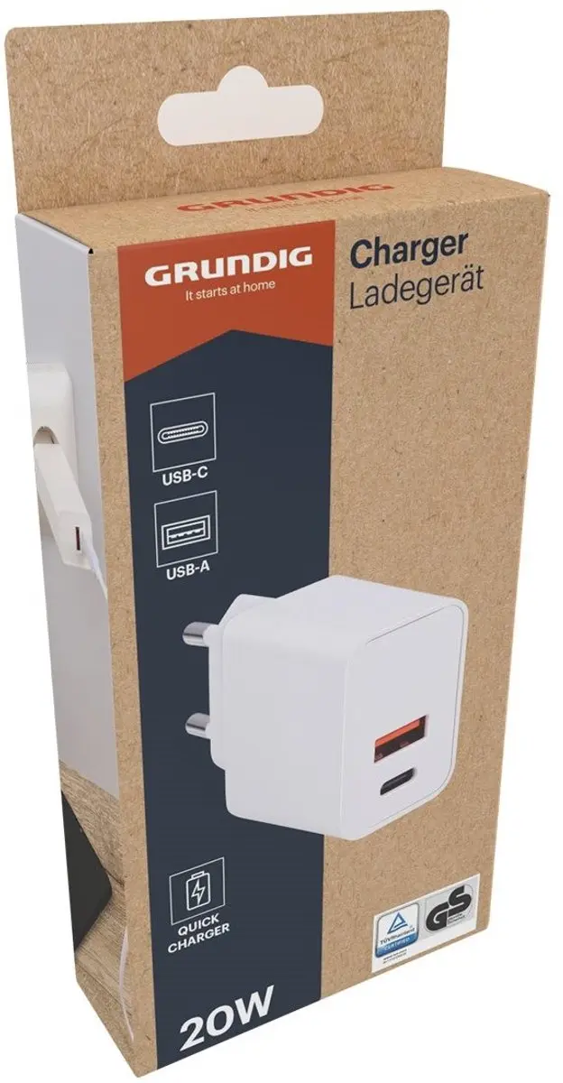 Grundig Oplader 20W USB-C/USB-A - 20W - Wit