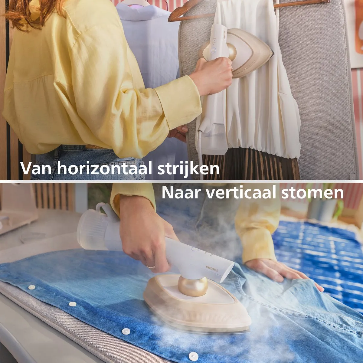 Philips OneTurn - GC213/10 - Hybride stoomstrijkijzer & kledingstomer - Strijkijzer & Stomer in 1