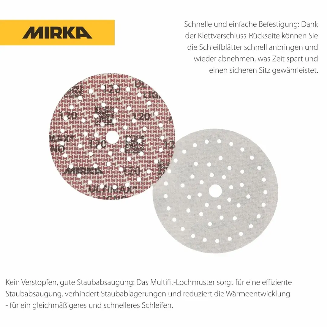 Mirka Ultimax Ligno Klittenbandschuurschijven Ø150mm - 91 Stuks