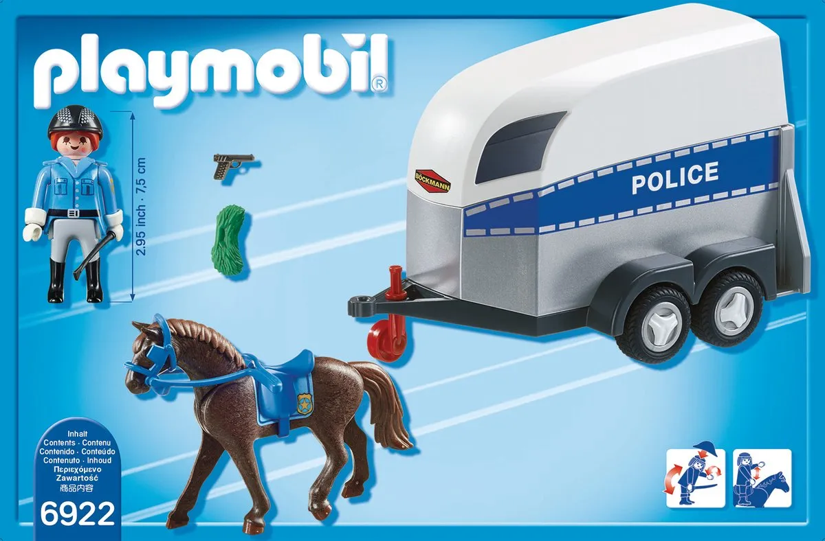 Playmobil Bereden Politie met Trailer 6922 - Wit/Blauw - afbeelding 6 van 6