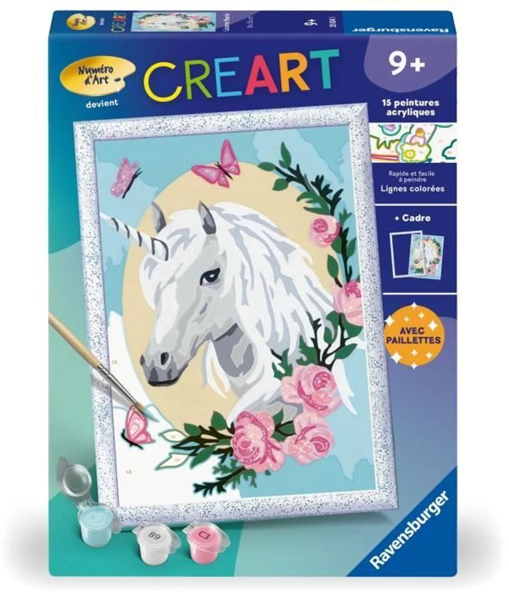 Ravensburger CreArt Kids Bloemen Eenhoorn Nummerkunst 18x24cm