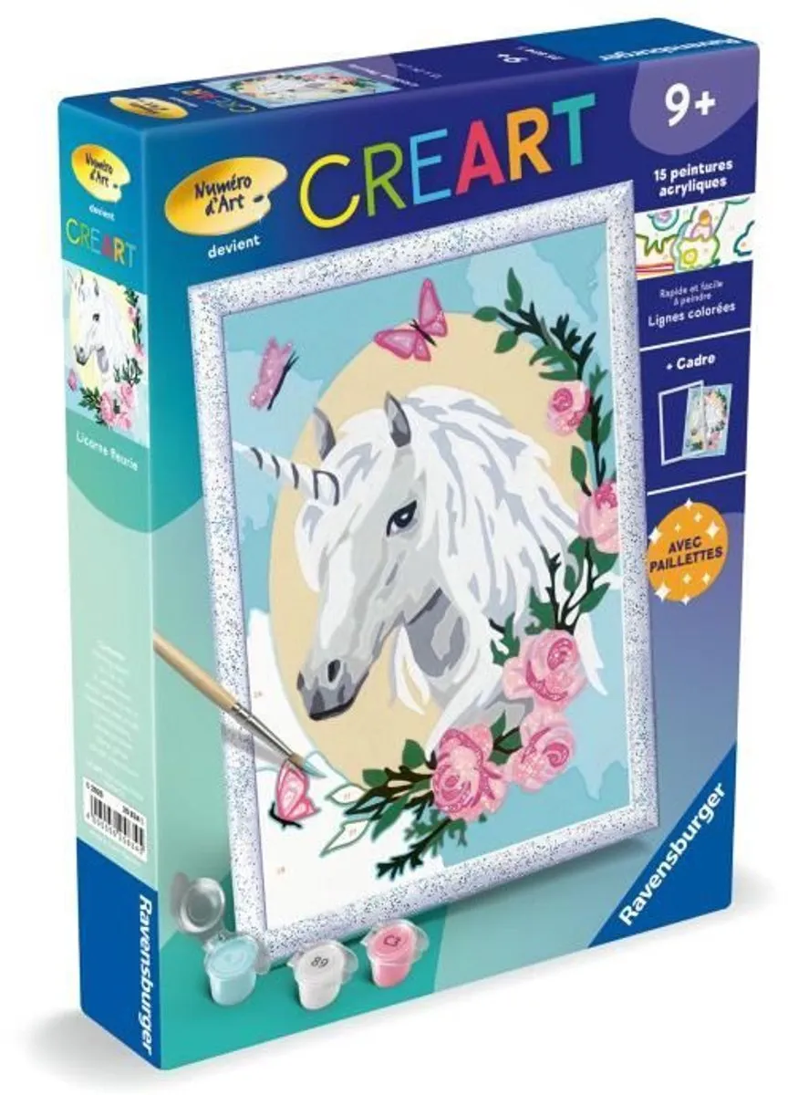 Ravensburger CreArt Kids Bloemen Eenhoorn Nummerkunst 18x24cm - 25834