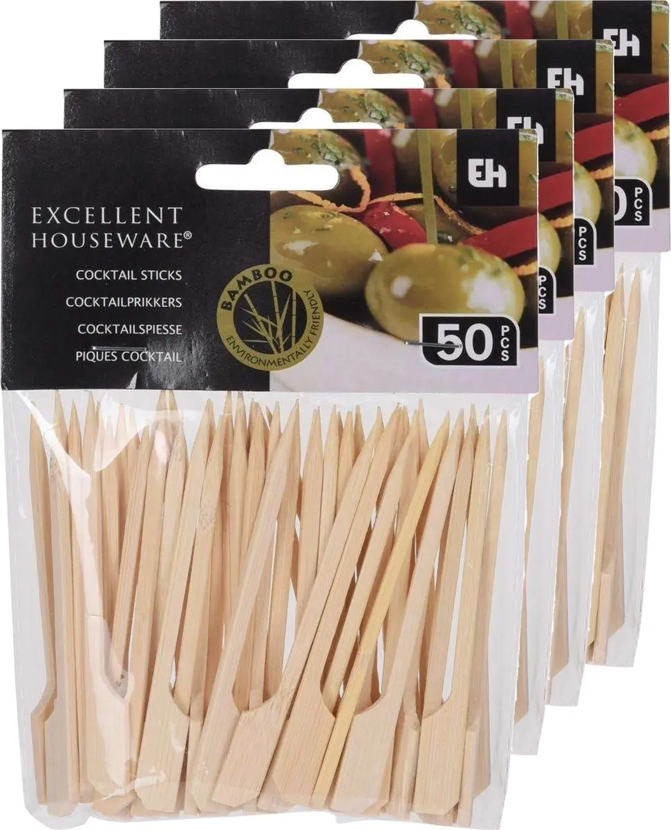 Excellent Houseware Cocktailprikkers Bamboe 200 Stuks