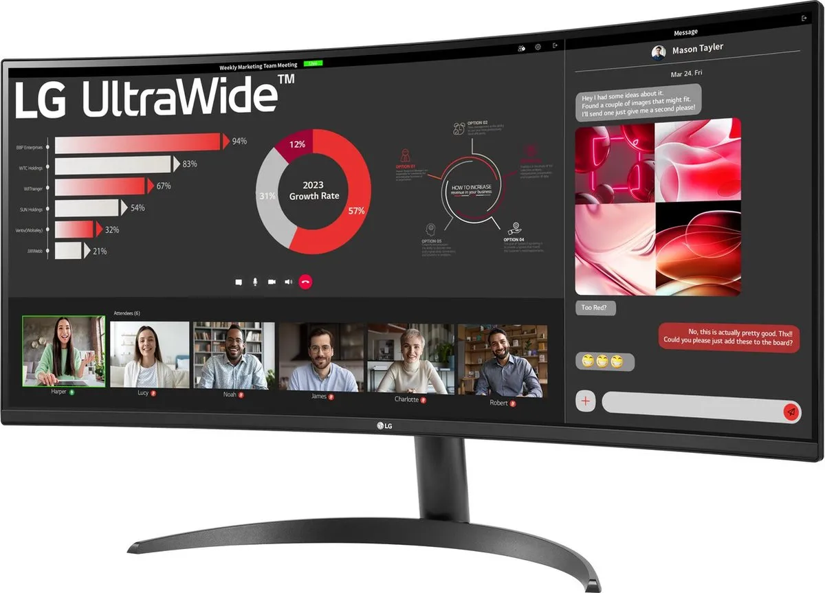 LG 34WR50QK-B Ultrawide Monitor 34 inch - QHD 100Hz