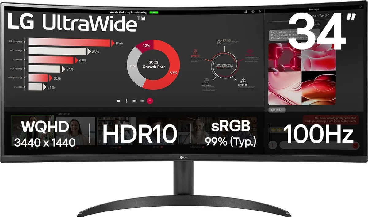 LG 34WR50QK-B Ultrawide Monitor 34 inch
