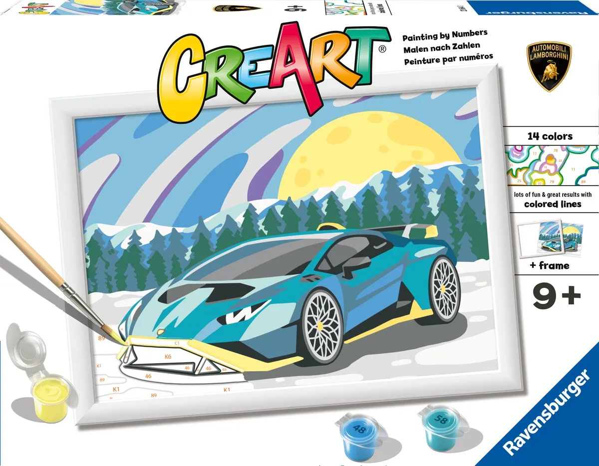Ravensburger CreArt Blue Lamborghini Schilderen op nummer - 15 Kleuren - afbeelding 6 van 6