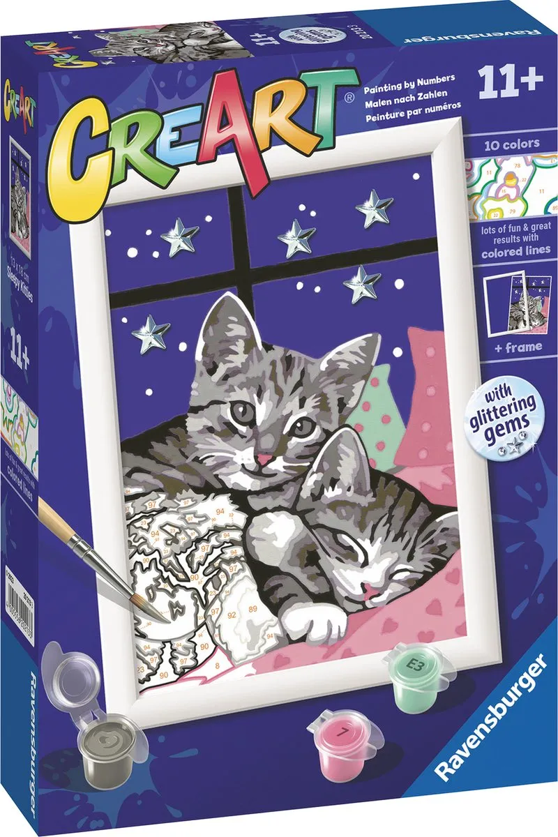 Ravensburger CreArt Sleepy Kitties Schilderen op nummer - Multicolor - 15 verven