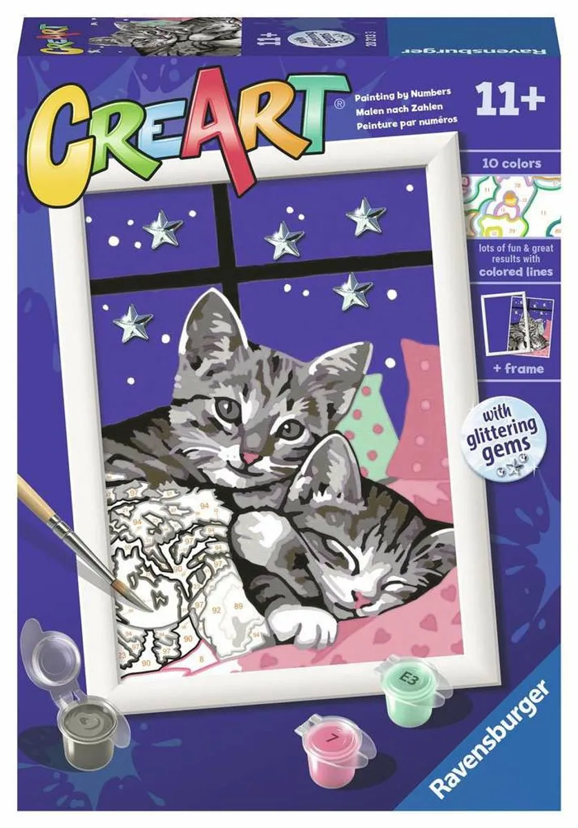Ravensburger CreArt Sleepy Kitties Schilderen op nummer - Multicolor - 15 verven