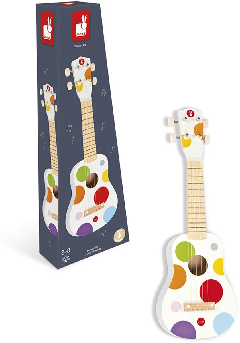 Janod Confetti Houten Ukelele - Multikleur
