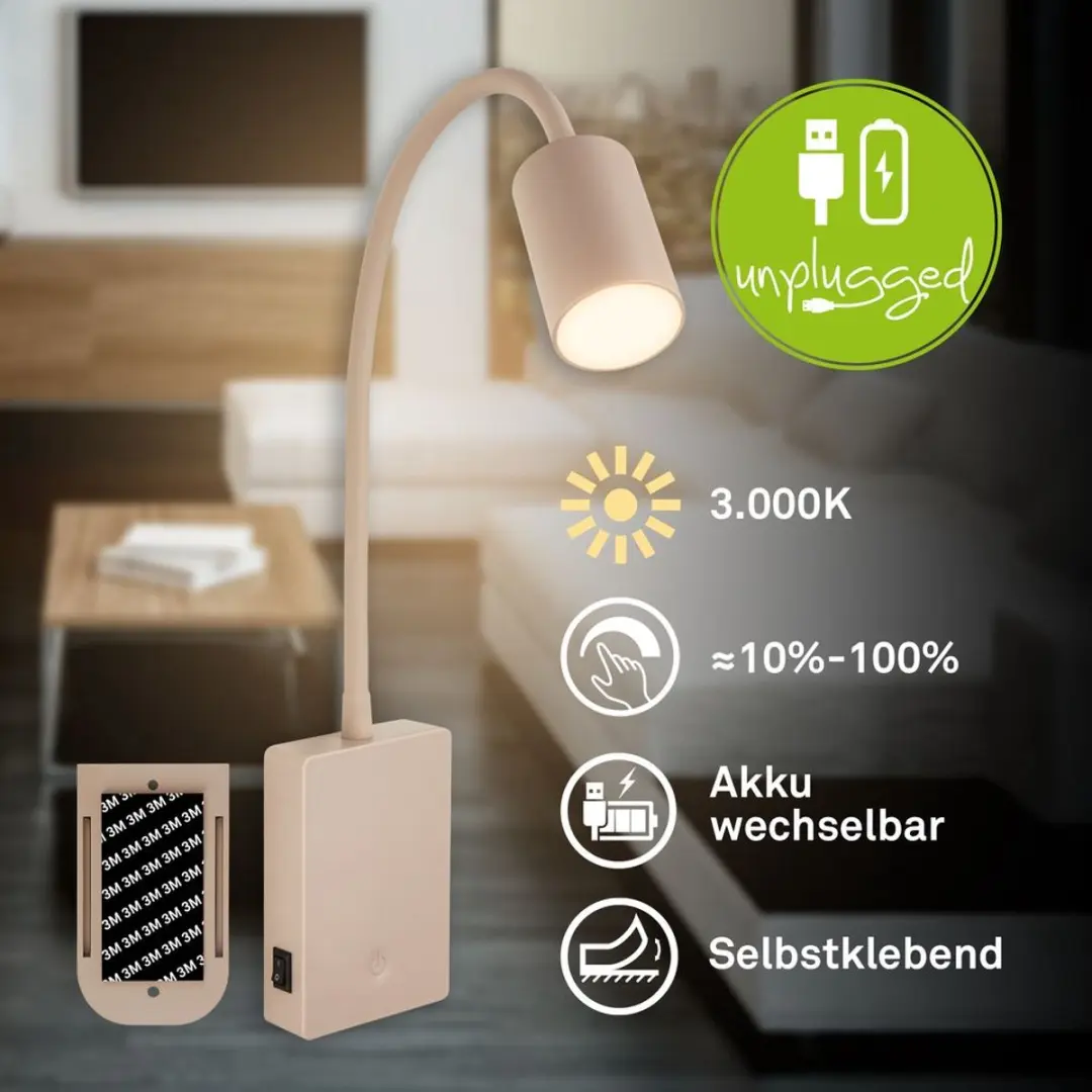 Briloner Smooth Wandlamp Oplaadbaar - 36 uur - Beige - afbeelding 6 van 6