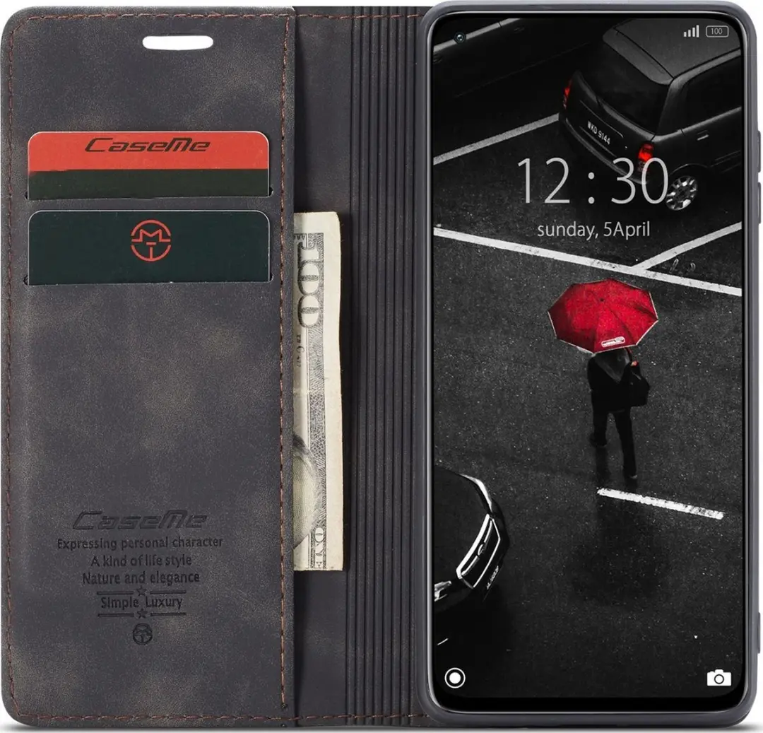 Caseme 013 Bookcase Portemonneehoesje Xiaomi Mi 10T - 2 Pasjes - Zwart
