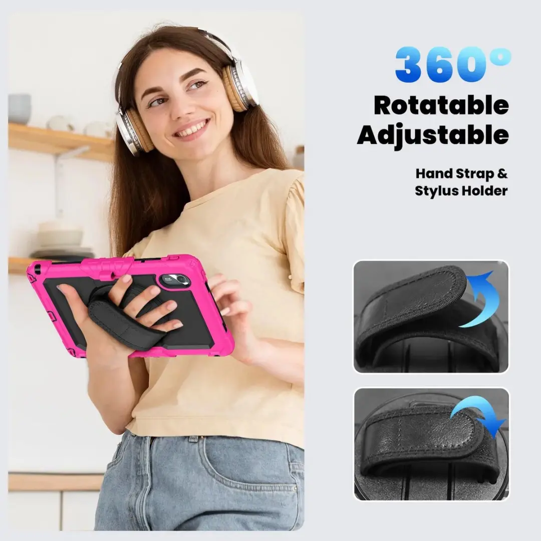 Selected Hoes Lenovo Tab K11 Gen 2 - Roze - Screenprotector & 360° Draaibare Handriem