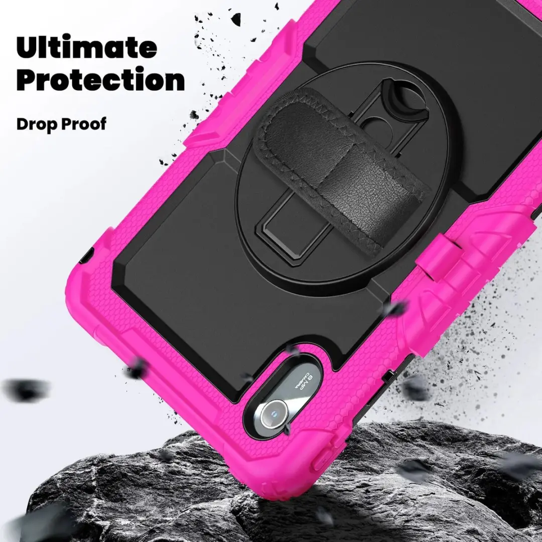 Selected Hoes Lenovo Tab K11 Gen 2 - Roze - Screenprotector & 360° Draaibare Handriem