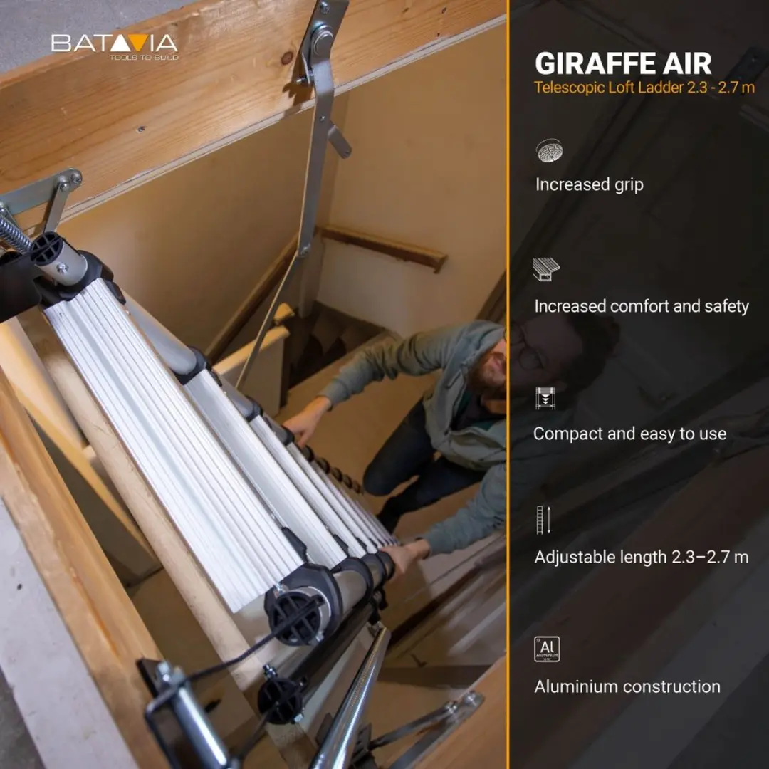 Batavia Telescopische Zoldertrap 2.30-2.70m - 9 Treden - 150kg