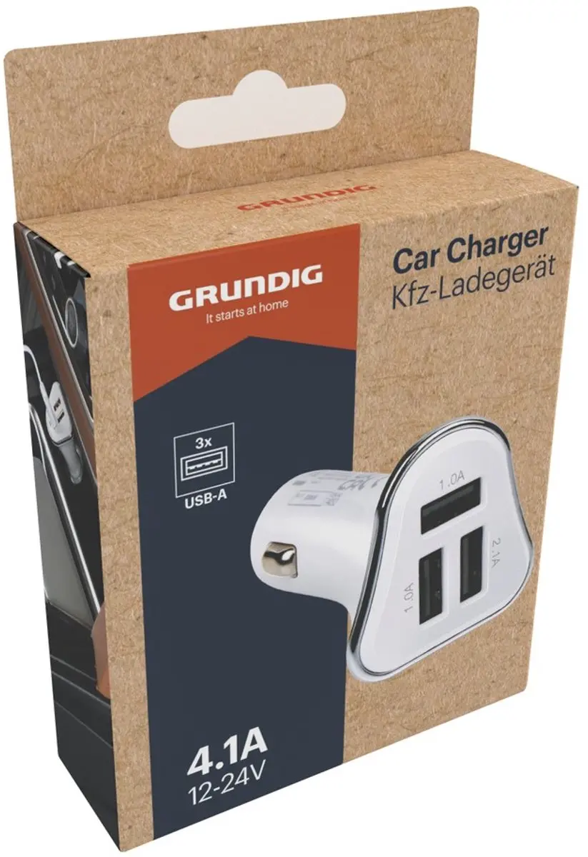 Grundig Auto Oplader 12-24V 8711252291390 - 3x USB-A - 4.1A - Wit - afbeelding 5 van 6