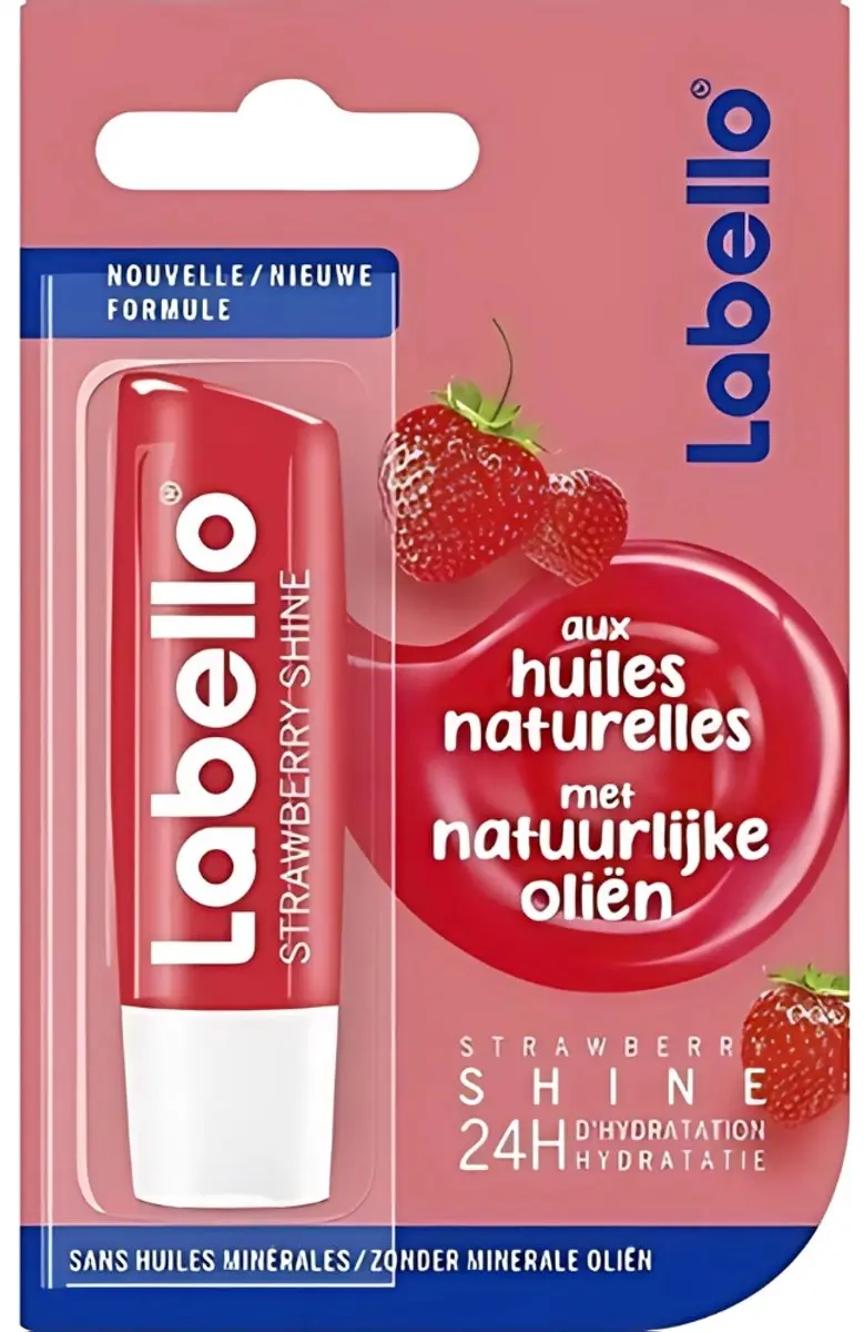 Labello Fruity Shine Strawberry Lippenbalsem - 33ml (6x5.5ml)