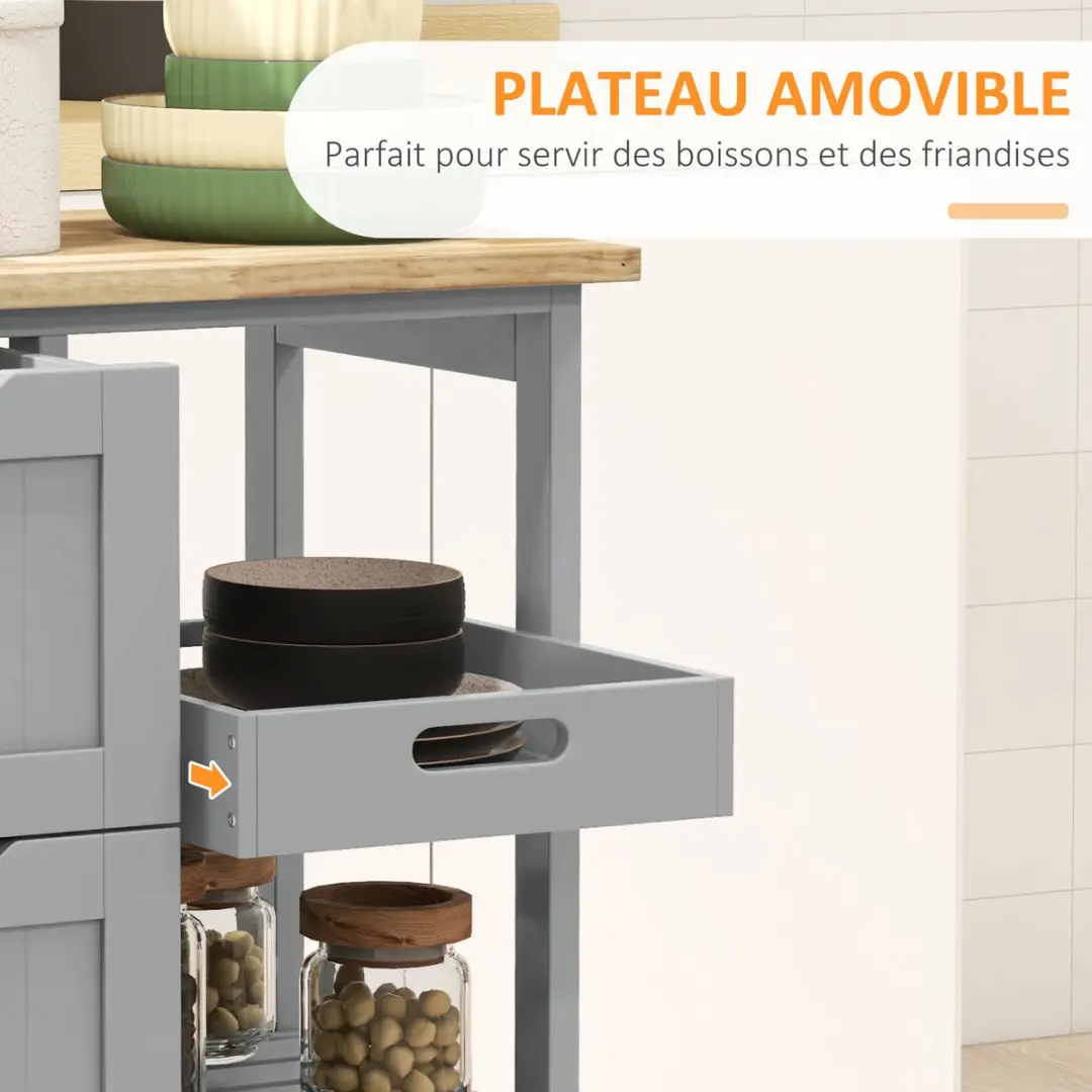 Homcom Keukenwagen 67x37x85,5cm Grijs