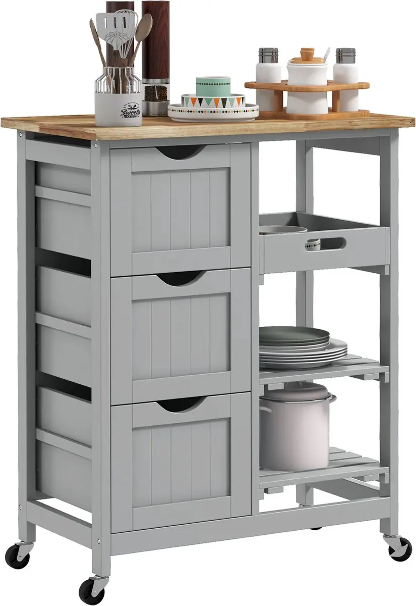 Homcom Keukenwagen 67x37x85,5cm Grijs